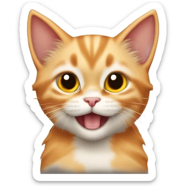 Chaton roux avec grandes cornes de diable sticker