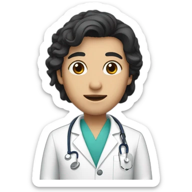 doctor, white skin, black hair, without stethoscope sticker