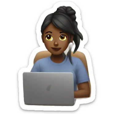 Girl Working from home sticker