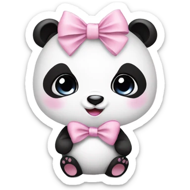 Panda with bow in baby pink sticker