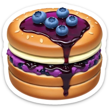 Make an emoji of a blueberry patty (small) that's broken off a bit so you can see the blueberry jam sticker