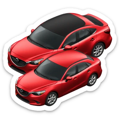 Red mazda sedan car with black rooftoptent sticker