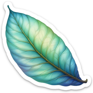 softly curled cocoon leaf, glowing aura, flowing textures, green-blue and earth tones sticker