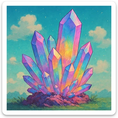 rainbow aura quartz crystal sticker