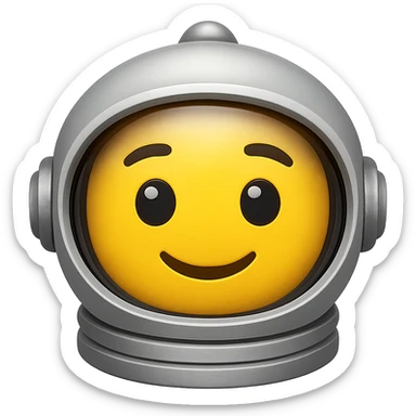 yellow face with silver astronaut helmet, digital illustration emoji sticker