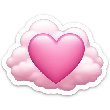 pink heart + cloud sticker