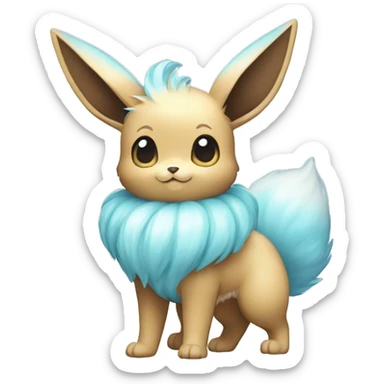 Kawaii Shiny Pastel Blue Eevee Full Body sticker