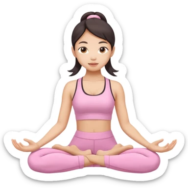 asian yoga girl light pink clothes  sticker