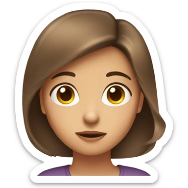 girl with brown hairs with her phone with a thoughtful face and look at its screen sticker