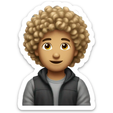 Boy that has fluffy hair that curls strait up sticker