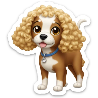 Cavopoo dog and a girl with curly hair sticker