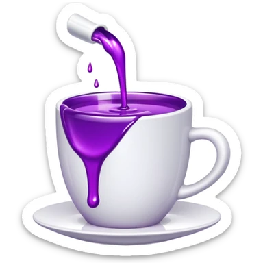 White cup spilling purple liquid  sticker