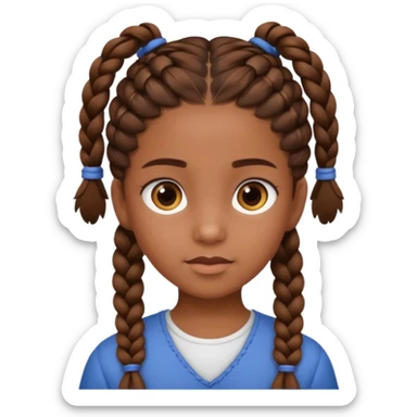 student, brown braid hair girl kid sticker