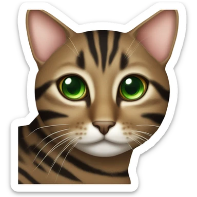 Brown and black striped tabby cat with green eyes sticker