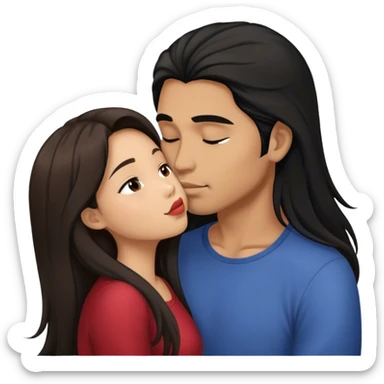 Light brown Guy with long black hair kissing brown hair Filipina sticker