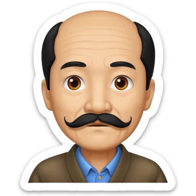 Old Chinese man with full mustache sticker