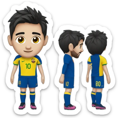 Leonel Messi usign a ((brazilian uniform)) sticker