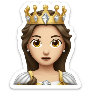 furious long straight-haired brunette princess with a big crown with diamonds sticker