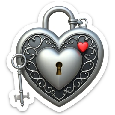 heart with a gothic lock and key sticker