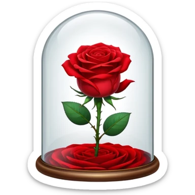red rose under a glass dome sticker