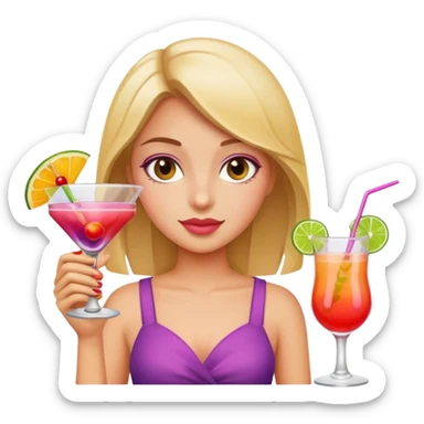 Girl with cocktail sticker