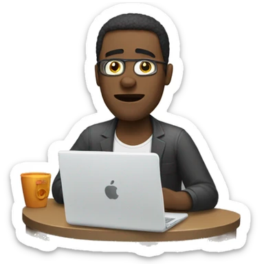 man slacking off not doing work on computer sticker