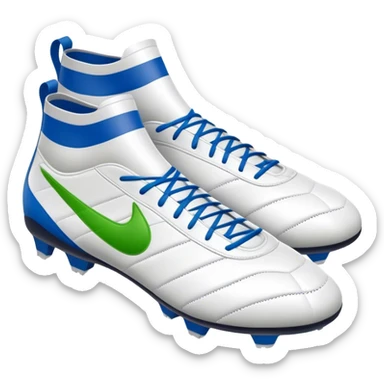 Cinematic Realistic image of a pair of soccer boots featuring finely detailed synthetic and leather textures, vibrant accents and dynamic design elements, illuminated by bright, field-side lighting that captures their sporty essence sticker