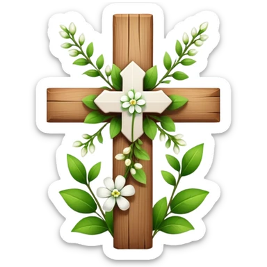 white cross with flora sticker