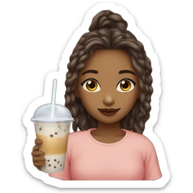 girl-brownlocks-drinking-bubbletea sticker