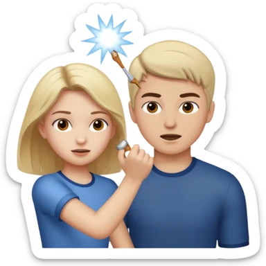 Girl hitting a boy sticker