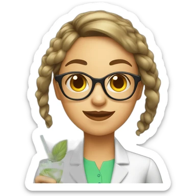 girl teacher whith glasses drinks mojito sticker