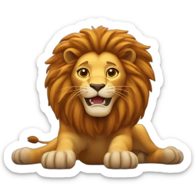 supine lion playing sticker