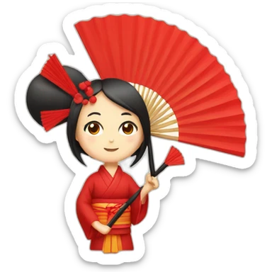 Japanese with a red fan sticker