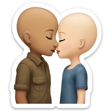 Girl kisses girl bald sticker