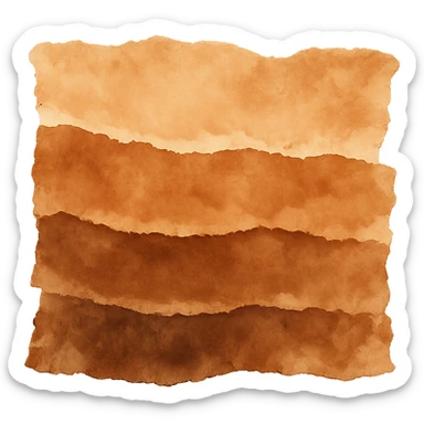 abstract torn paper strip with layered effect, warm brown tones, watercolor effect, transparent background, no face, no hands, no legs, no characters sticker