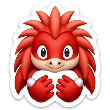 knuckles a red animal with peach arms and white mittens that have no fingers , he’s a echidna with red eyes sticker