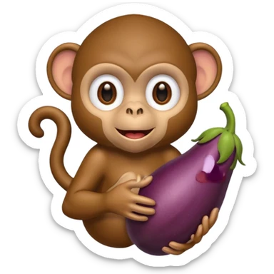 Monkey with an eggplant sticker