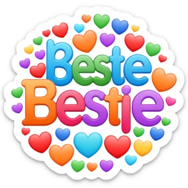 colorful modern text image with the word 'bestie' in the center, varied colorful fonts, no emoji or face sticker