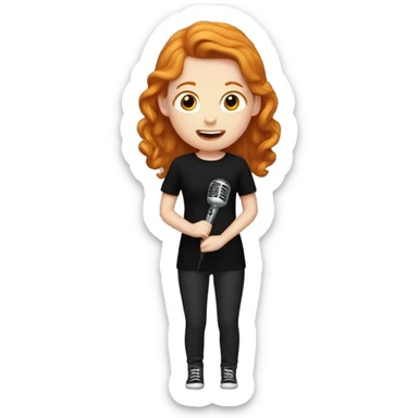 Ginger girl singing karaoke with a black jumper sticker