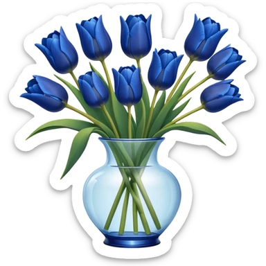 Navy blue tulips in glass vase  sticker