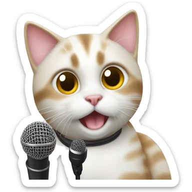 Cat with a microphone sticker