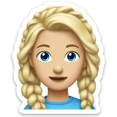 Blonde girl with blue eyes and hair tied back  sticker