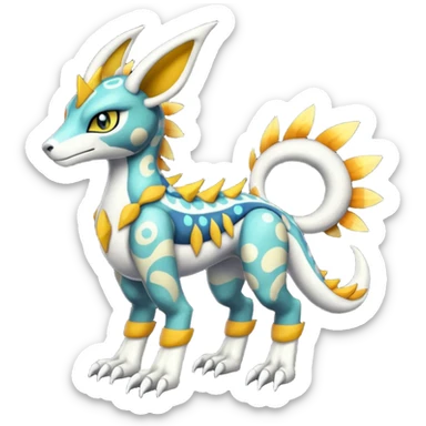 Colorful Meloetta-Wargreymon-Sergal-Pokémon-Digimon-Fakémon-fusion-hybrid-creature sticker