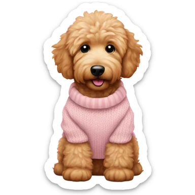 cute fluffy golden doodle with sweater in baby pink sticker