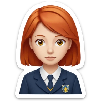 red headed woman with a school in the background sticker