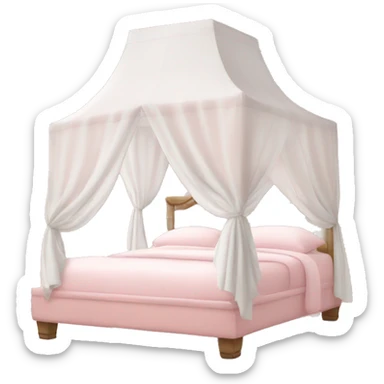 light pink bed with white curtains canopy around it sticker