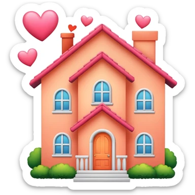 peach color home with hearts around sticker