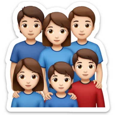 Asian friends boys and girls brown hair sticker