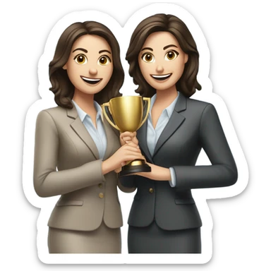 businesswoman duo brunette girls celebrating sticker