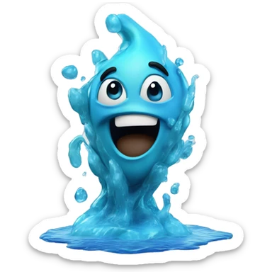 Water Elemental DisneyPixar-style Character 3D Render sticker
